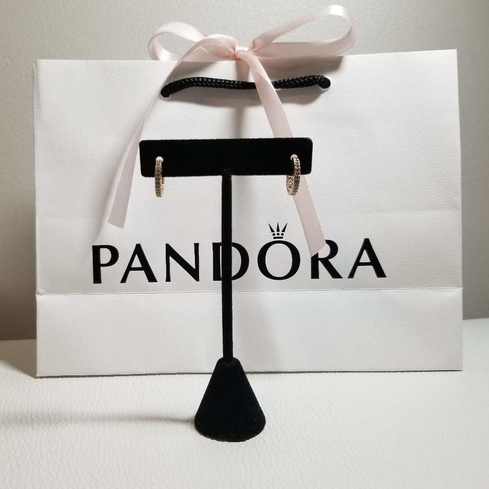 PANDORA Pave Heart hoop earrings - rose gold